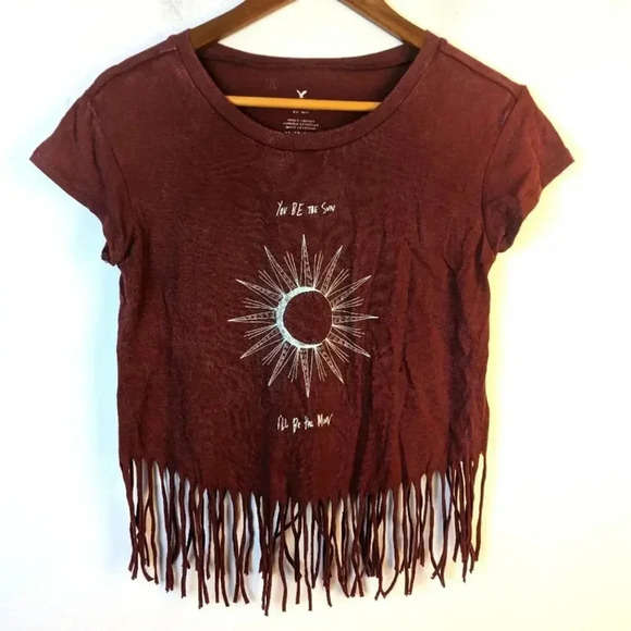 American Eagle Outfitters Fringed Tee Shirt / XS - Picture 2 of 5